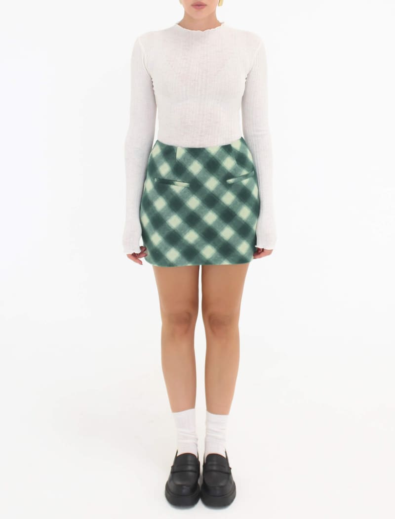 Ranch Mini Skirt | Green Plaid - Mini Skirt