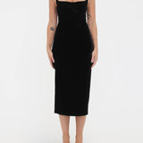 Runway Midi Dress | Black Velvet - Midi Dress