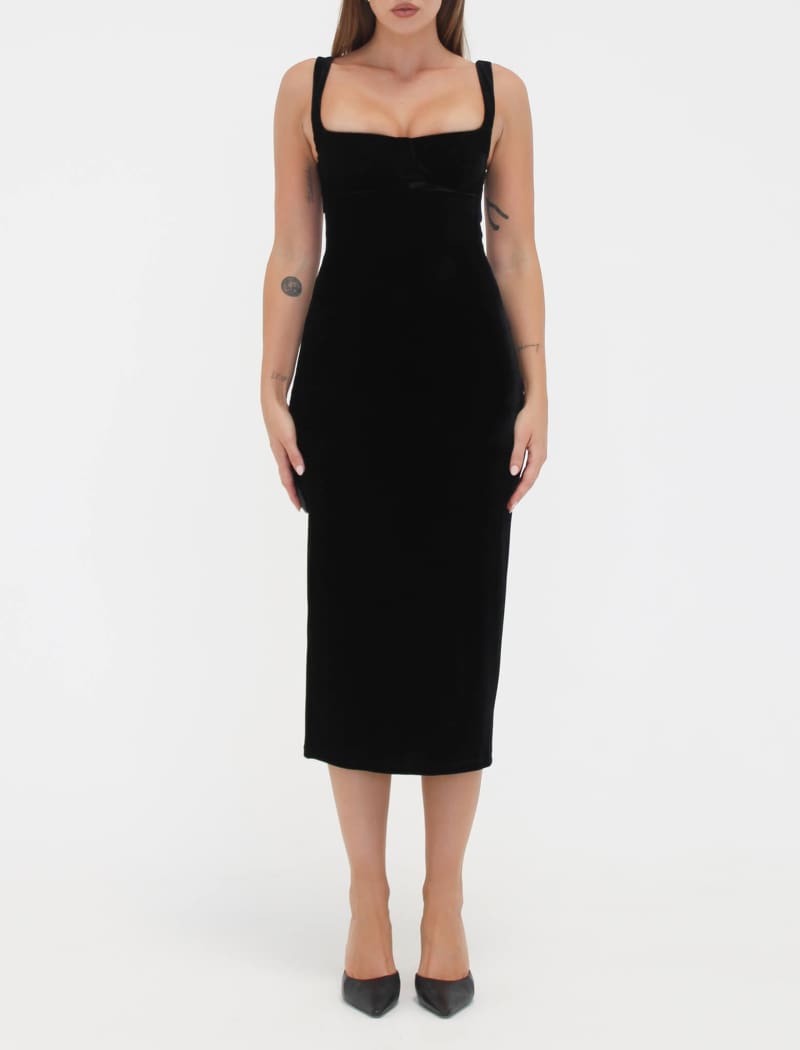 Runway Midi Dress | Black Velvet - Midi Dress