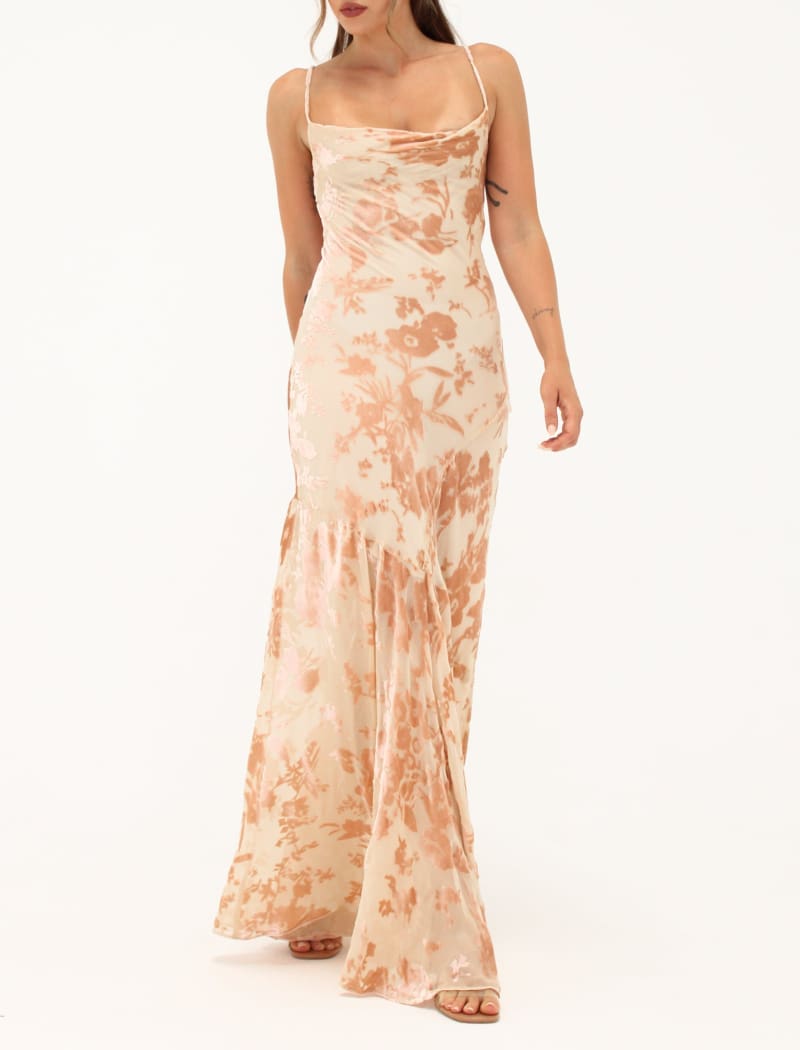 Santeria Maxi Dress | Blush Devore - Maxi Dress