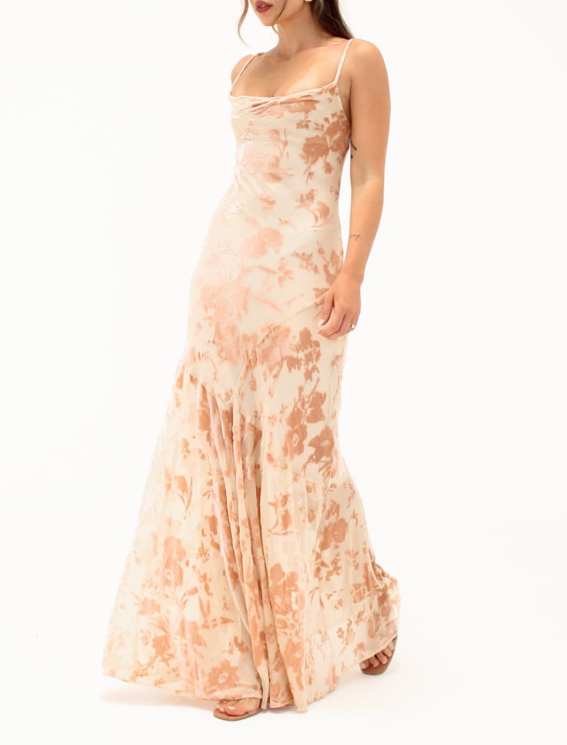 Santeria Maxi Dress | Blush Devore - Maxi Dress