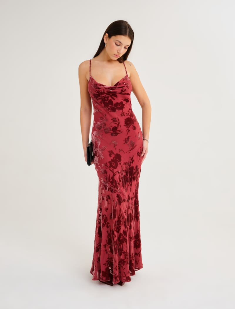 Santeria Maxi Dress | Crimson Devore - Maxi Dress