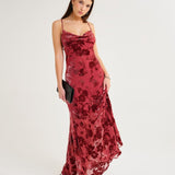 Santeria Maxi Dress | Crimson Devore - Maxi Dress