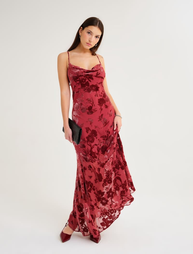 Santeria Maxi Dress | Crimson Devore - Maxi Dress