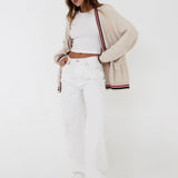 Scholar Cardigan | Cream Stripe - Cardigan