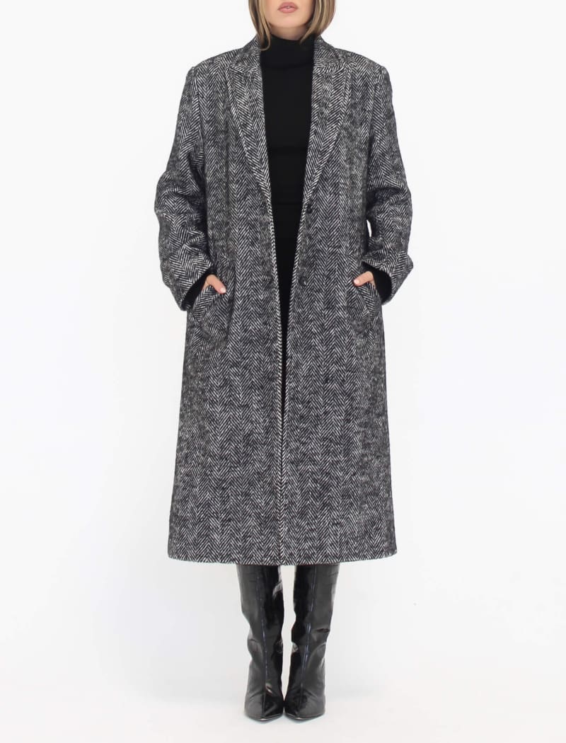 Sinatra Coat | Black Herringbone - Coat