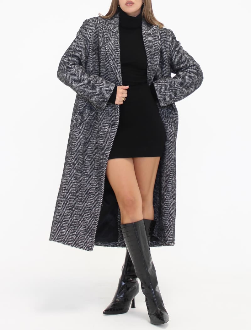 Sinatra Coat | Black Herringbone - Coat