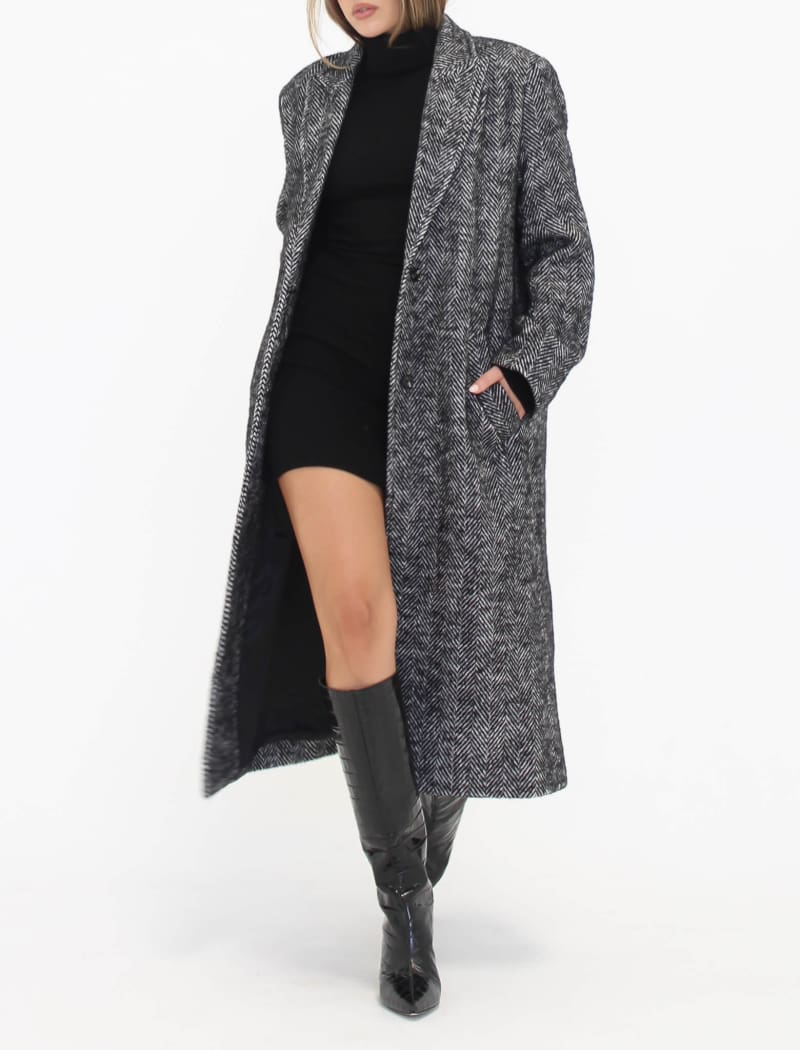 Sinatra Coat | Black Herringbone - Coat