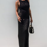 Stella Maxi Dress | Black Sequin