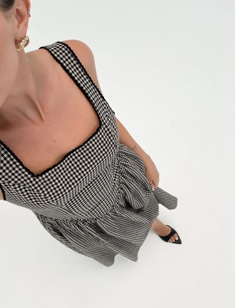 Toulouse Midi Dress | Black Gingham - Midi Dress