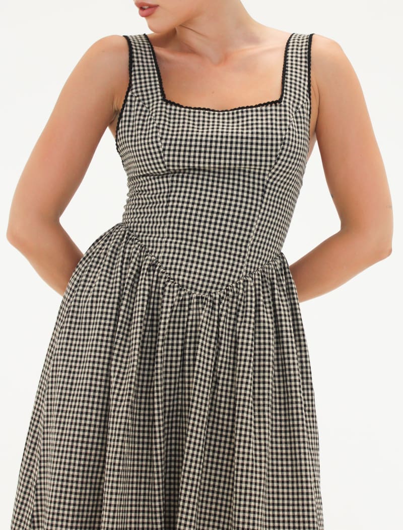 Toulouse Midi Dress | Black Gingham - Midi Dress