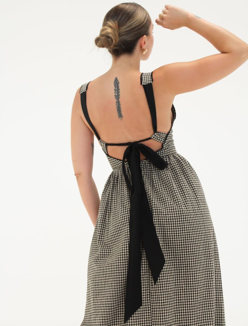 Toulouse Midi Dress | Black Gingham - Midi Dress