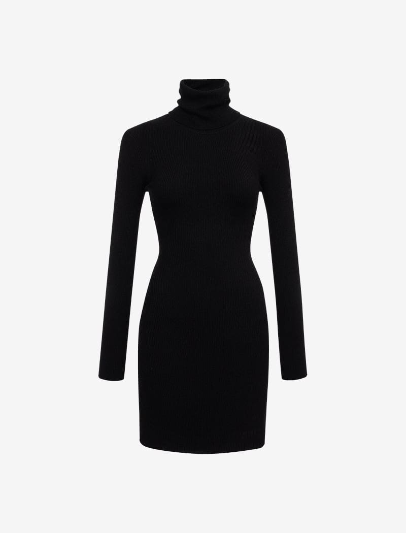 Turtleneck Mini Dress | Black - Mini Dress