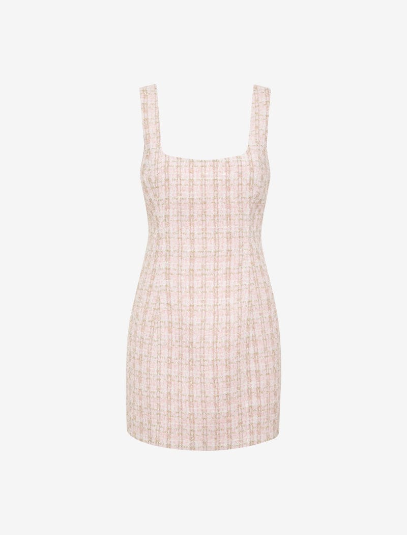 Twiggy Dress | Pink Shimmer Tweed