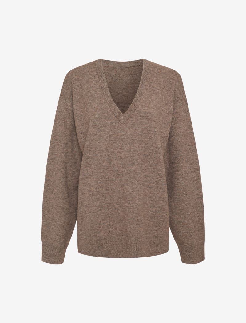 Vail V-Neck Sweater | Mocha Heather - Sweaters