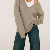 Vail V-Neck Sweater | Mocha Heather - Sweaters