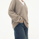 Vail V-Neck Sweater | Mocha Heather - Sweaters