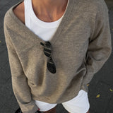 Vail V-Neck Sweater | Mocha Heather