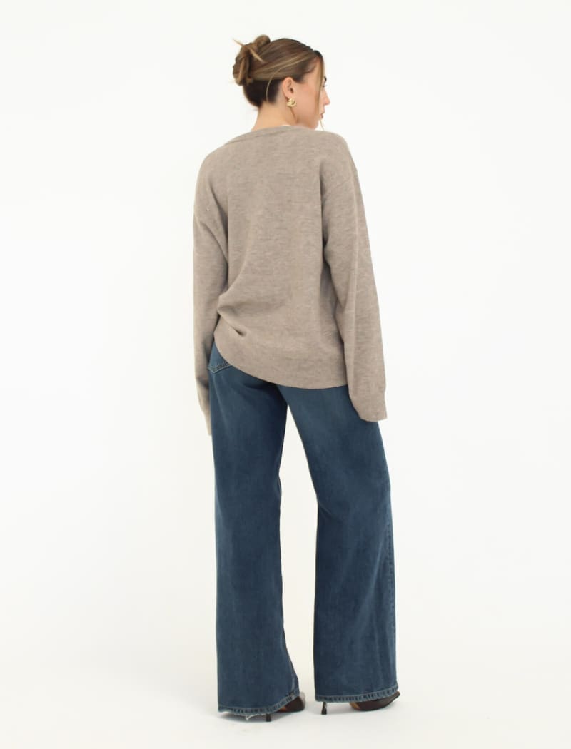 Vail V-Neck Sweater | Mocha Heather - Sweaters