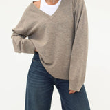 Vail V-Neck Sweater | Mocha Heather - Sweaters