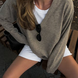 Vail V-Neck Sweater | Mocha Heather