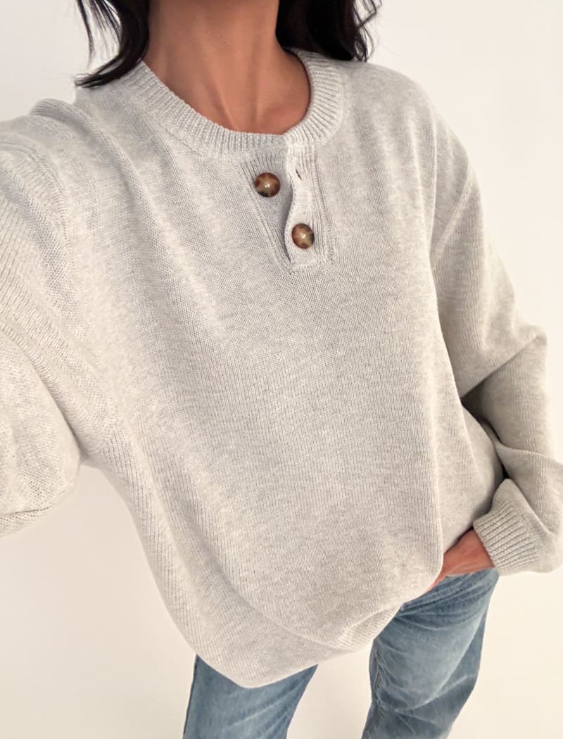 Varsity Henley | Light Heather Gray - Knitwear