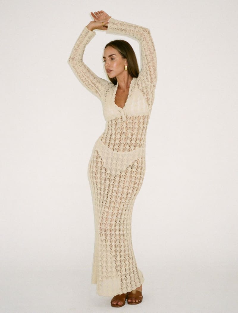 Ventura Crochet Maxi Dress | Cream - Maxi Dress