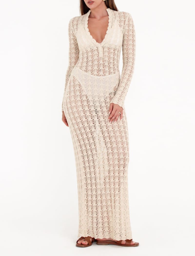 Ventura Crochet Maxi Dress | Cream