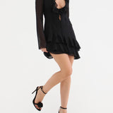 Waterfall Mini Dress | Black Clip Dot - Mini Dress